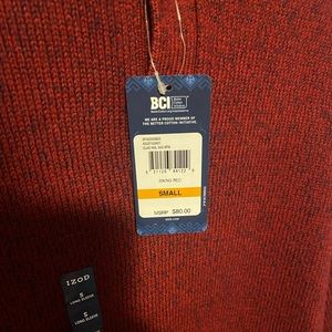 new men's sweater with tag Color BIKING RED Size Small Brand IZOD.
